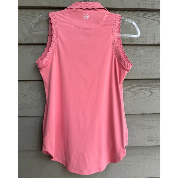 🌸 Peter Millar Sleeveless Golf Polo – Pink UPF 50+ Chechessee Creek Logo (S) - Picture 3 of 9
